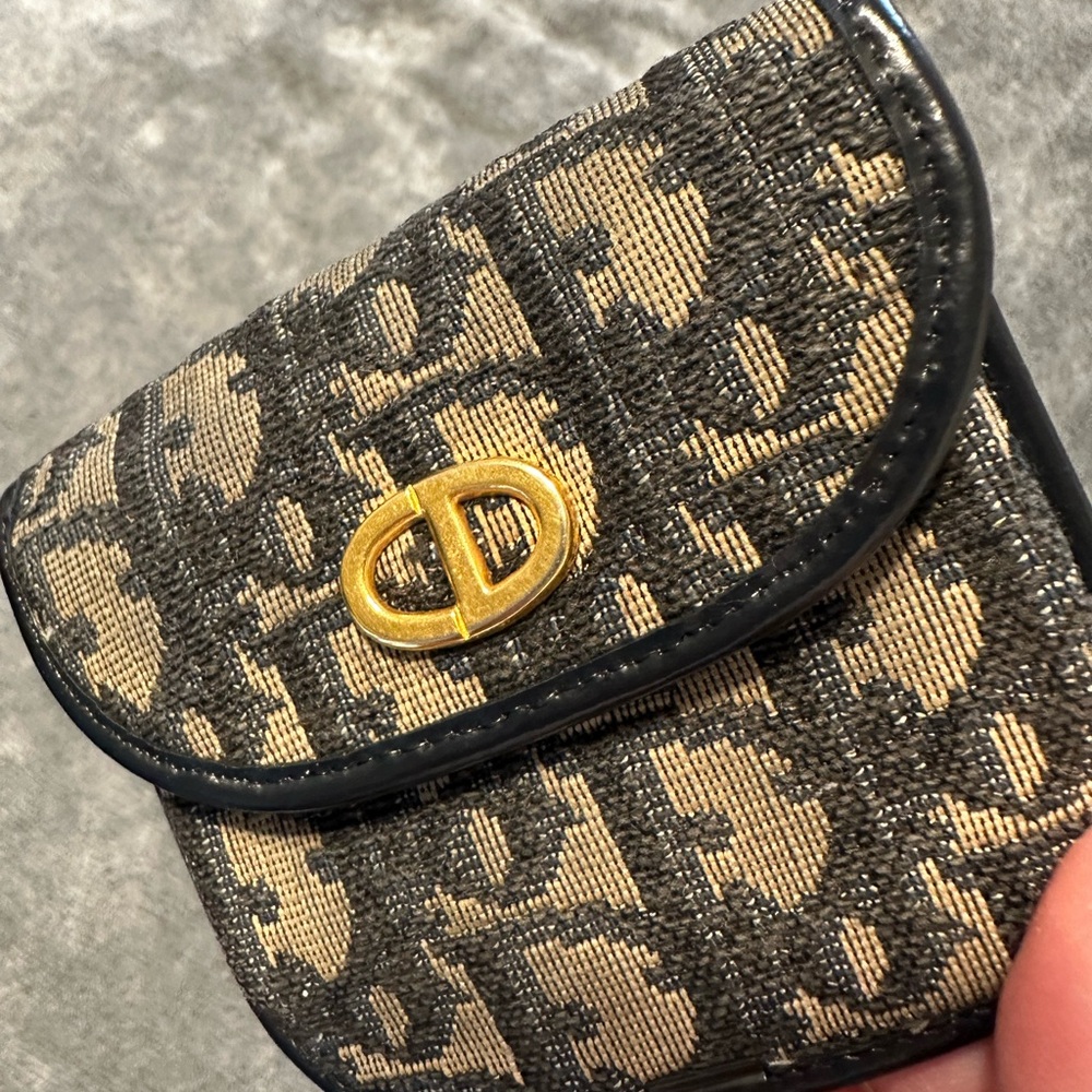 Authentic Dior blue, black and cream coin pouch. - Picture 2 of 7
